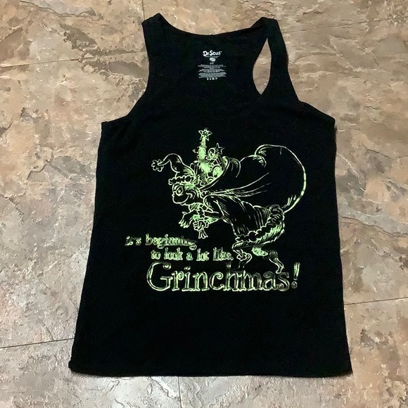 Grinchmas black & metallic green dr. Seuss tank top - Picture 1 of 7